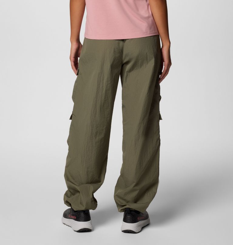 women elevated view parachute pants