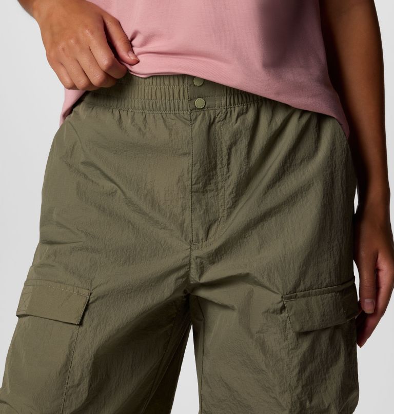 women elevated view parachute pants