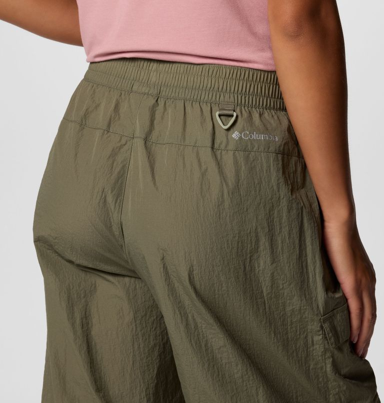 women elevated view parachute pants