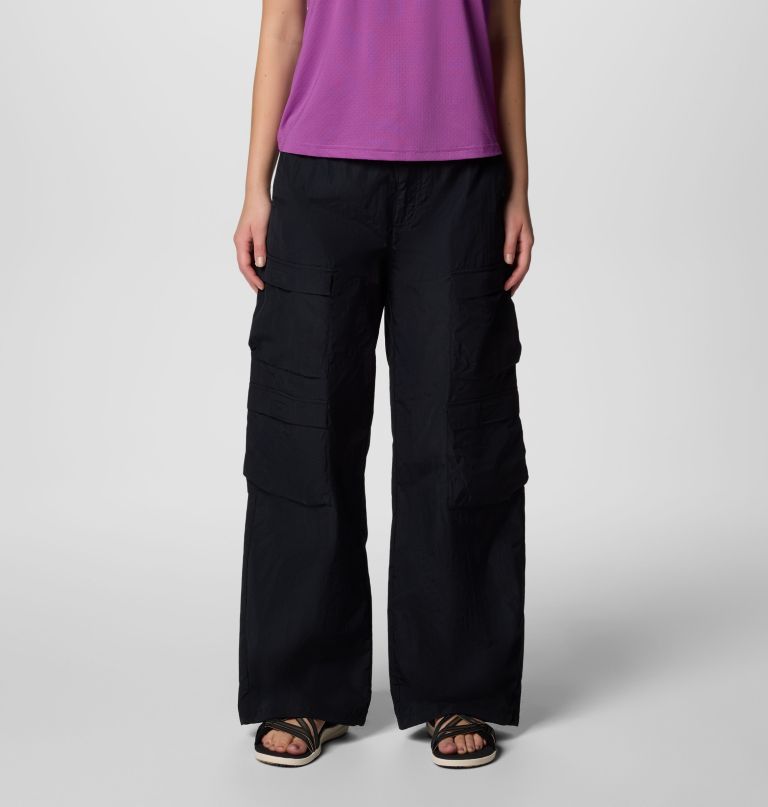 women elevated view parachute pants