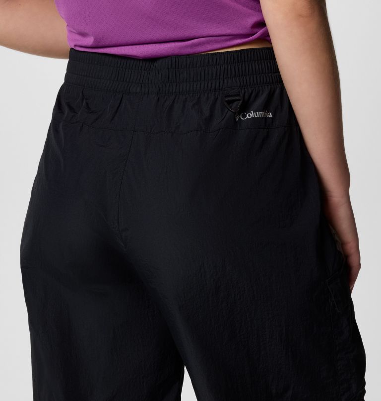 women elevated view parachute pants