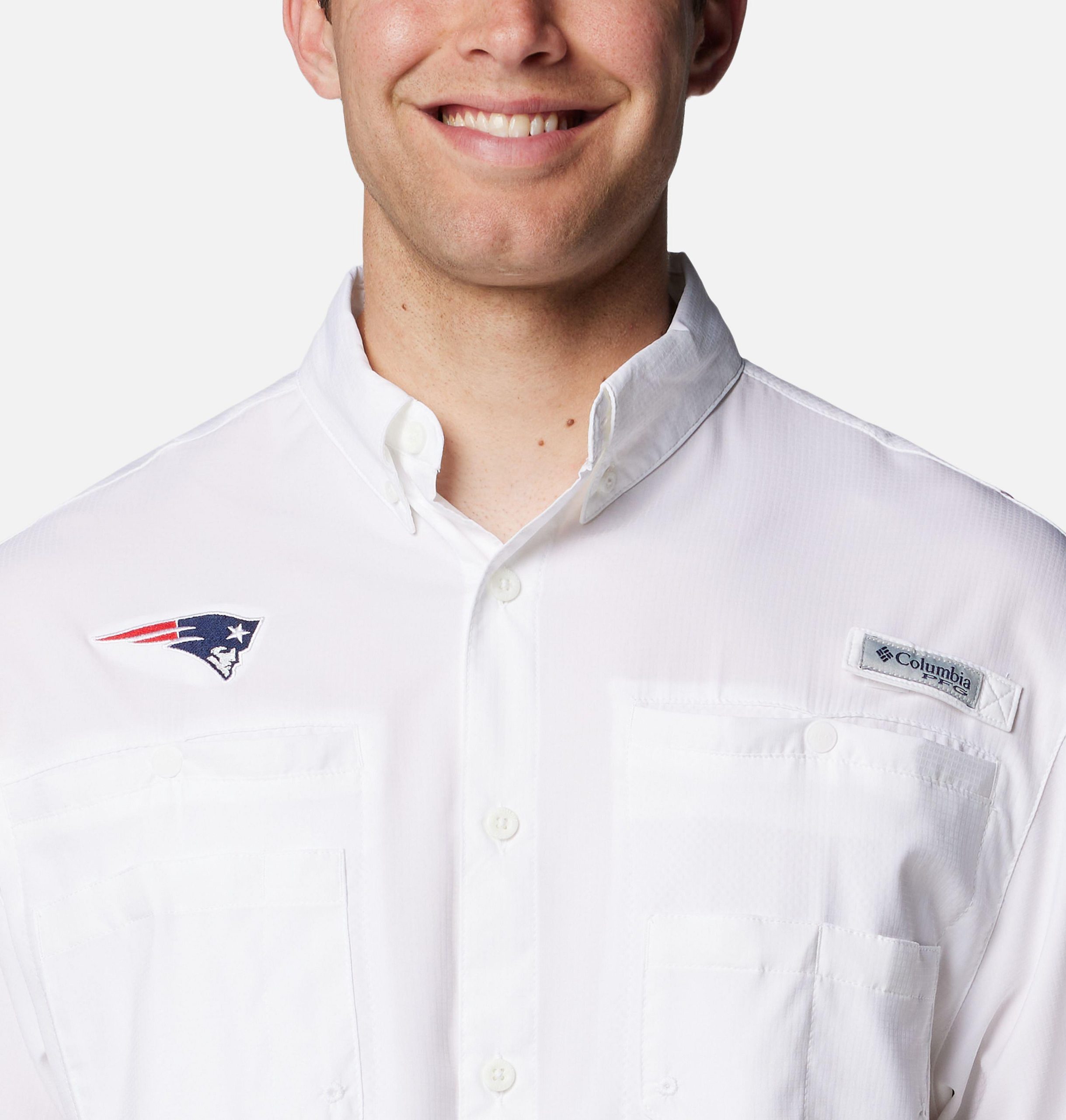 léine gearr-mhuinchillí tamiami do fhir - new england patriots